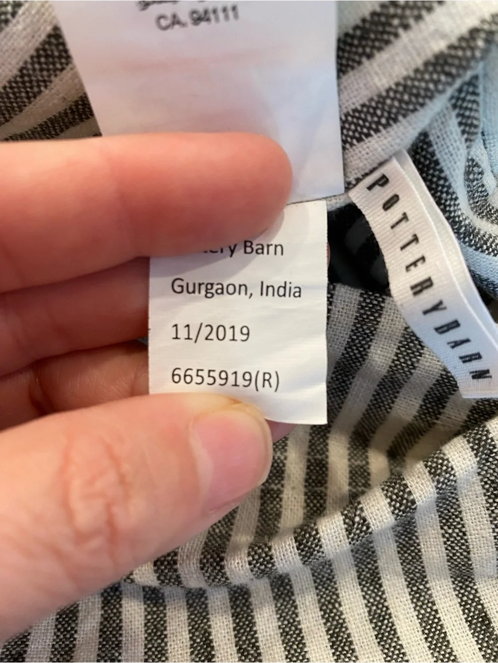 Pottery Barn Pinstripe Linen & Cotton Standard Full/Queen Sham Cottagecore